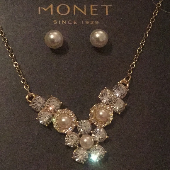 π·NWT Fabulous Rhinestone/ Pearl Necklace Set π· - Picture 3 of 8